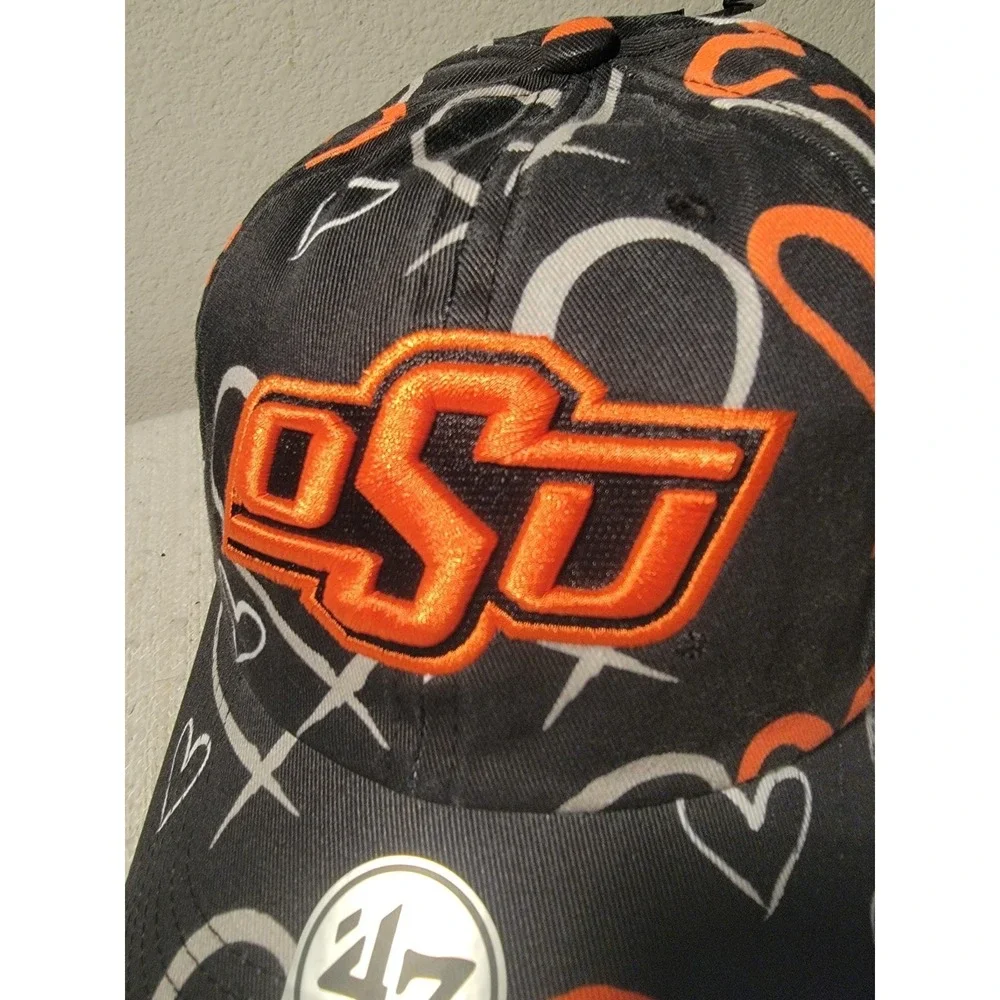 Oklahoma State Cowboys 47 Brand Clean Up Adjustable‎ Hat - Black Adore Youth NEW